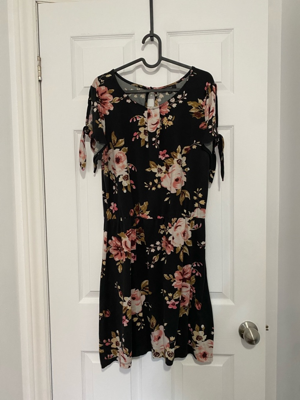 Eclipse Black Mini Dress with Pink Floral Print